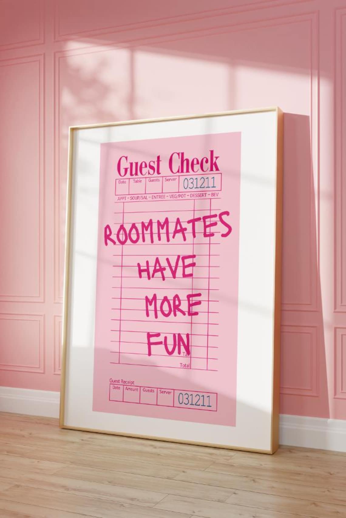 Trendy Pink Guest Check Funny Roomates Art Print