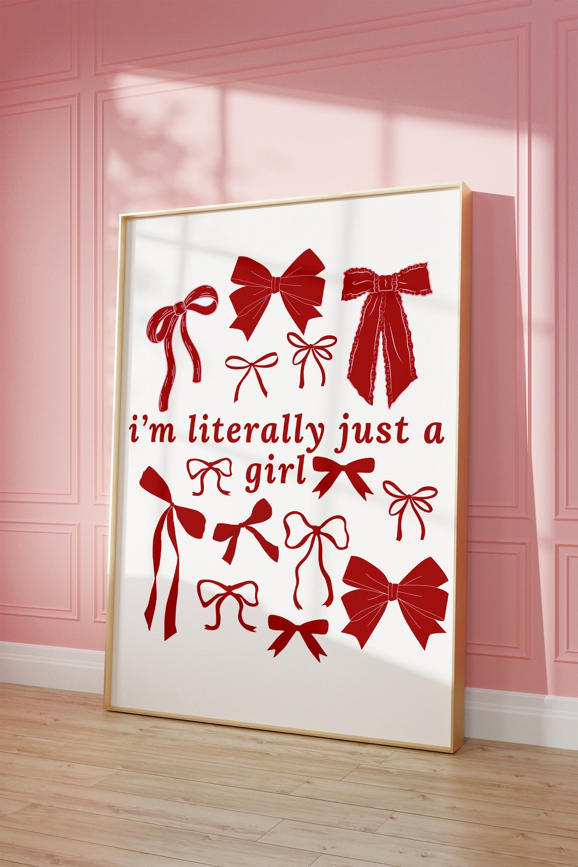 Literally Just A Girl Red Bows Collage Coquette Trendy Art Poster