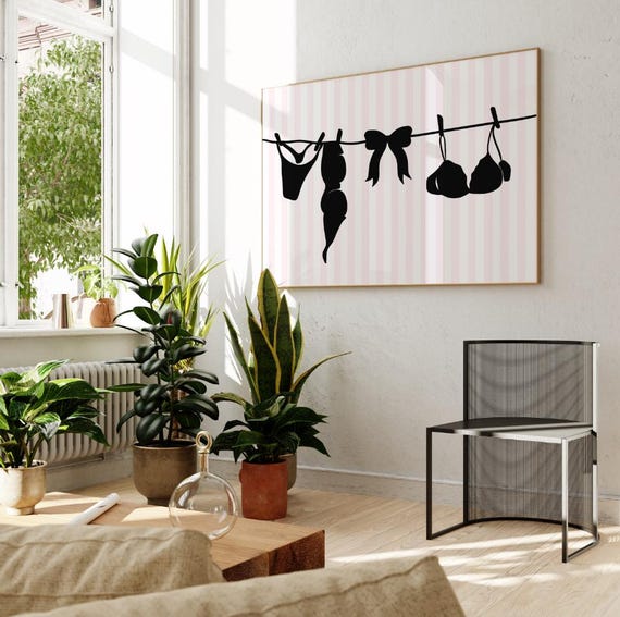 Trendy Cute Funny Bathroom Decor Art College Apartment Laundry Room Coquette Preppy