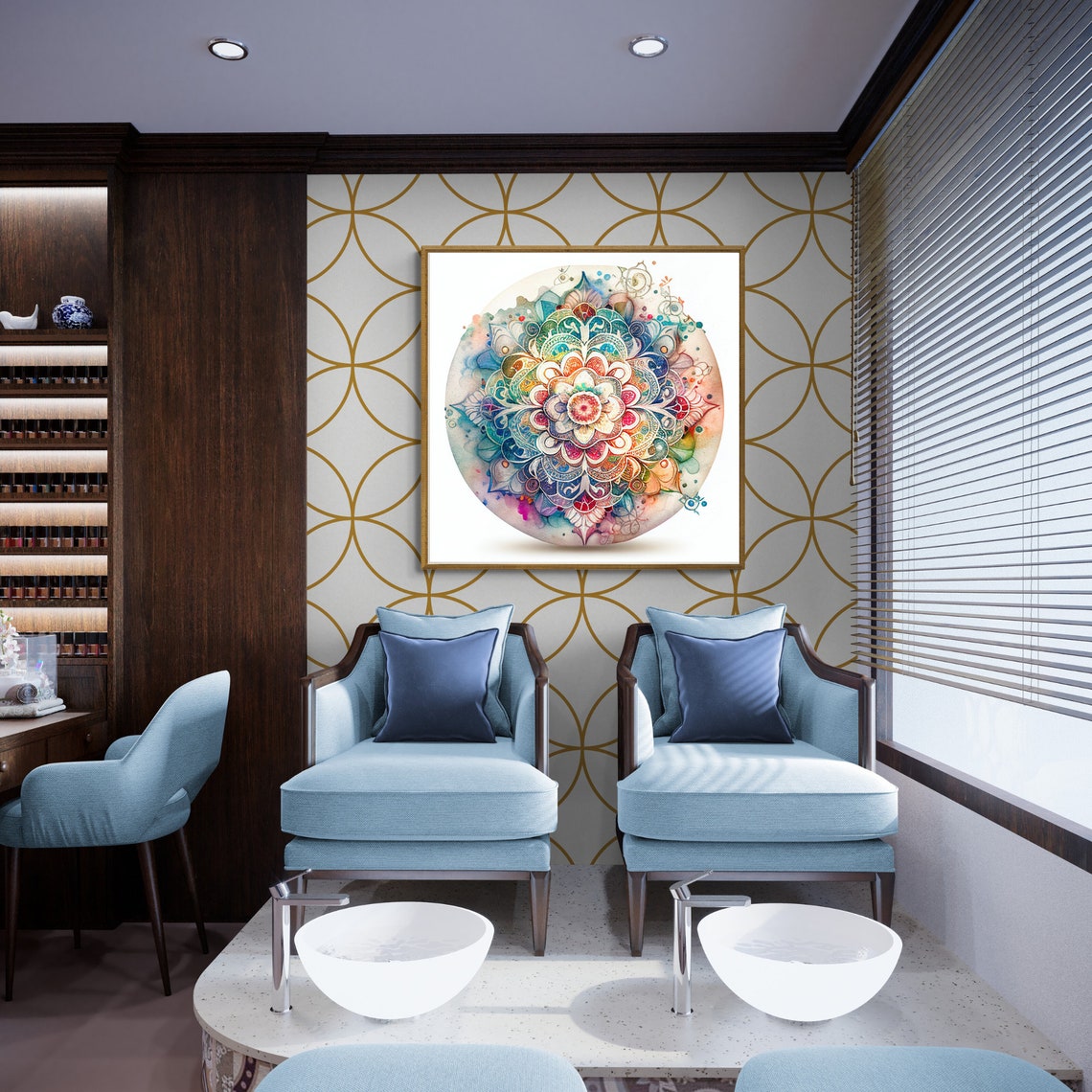 Multicolor Watercolor Flower Mandala Vibrant Circle Joyful Poster - Image 2