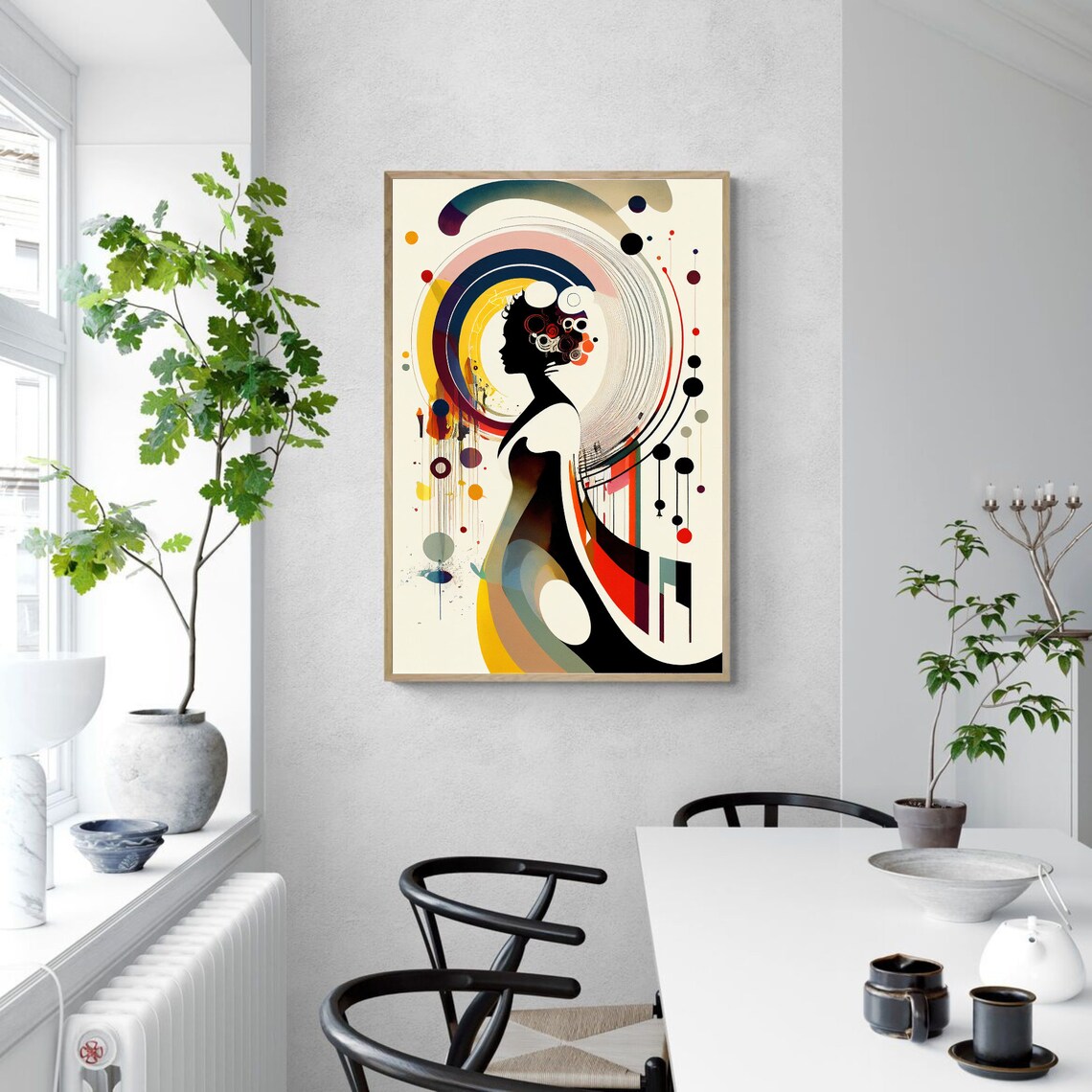 Bauhaus Woman Silhouette with a Geometric Circle Halo Poster - Image 3