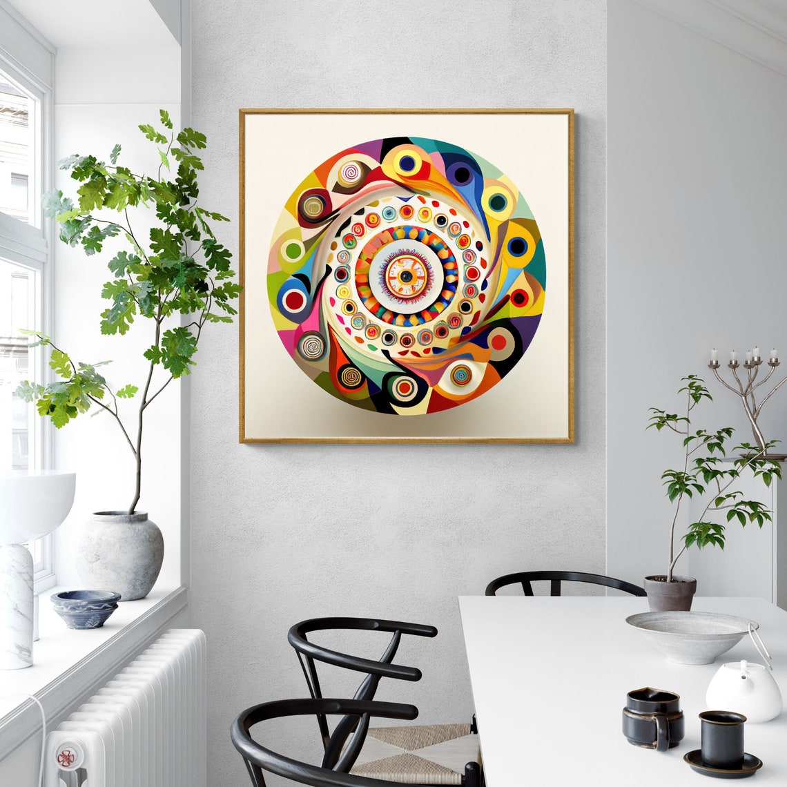 Concentric Circle Mandala Bursting with Bright Boho Colors Poster - Image 3