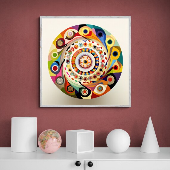 Concentric Circle Mandala Bursting with Bright Boho Colors Poster