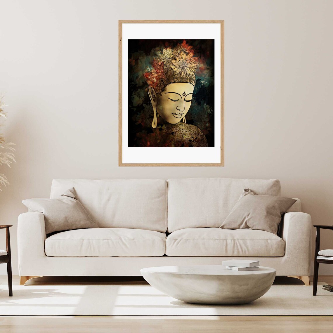 Golden Buddha Portrait Lotus Crown Dark Background Spiritual Meditation Poster - Image 2