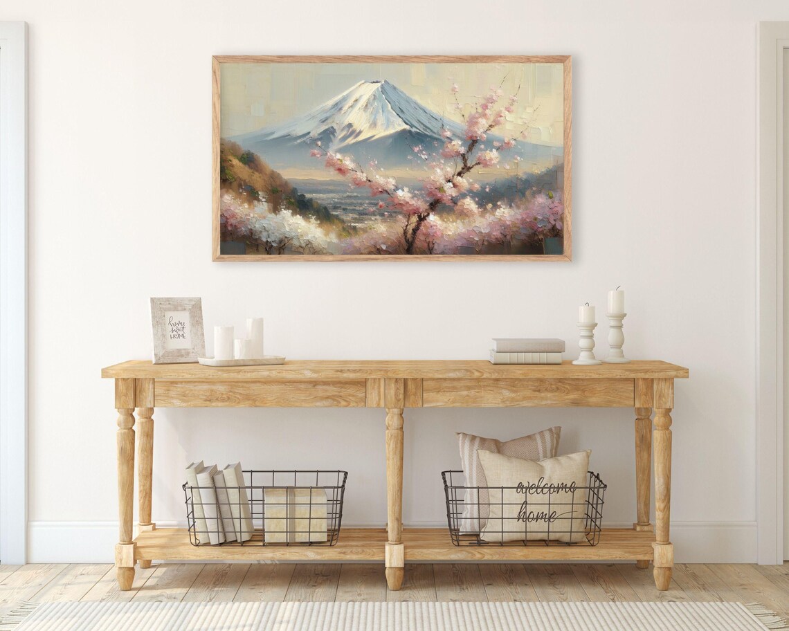 Mt Fuji Spring in Japan Art Print, Seasonal Landscape - Image 2