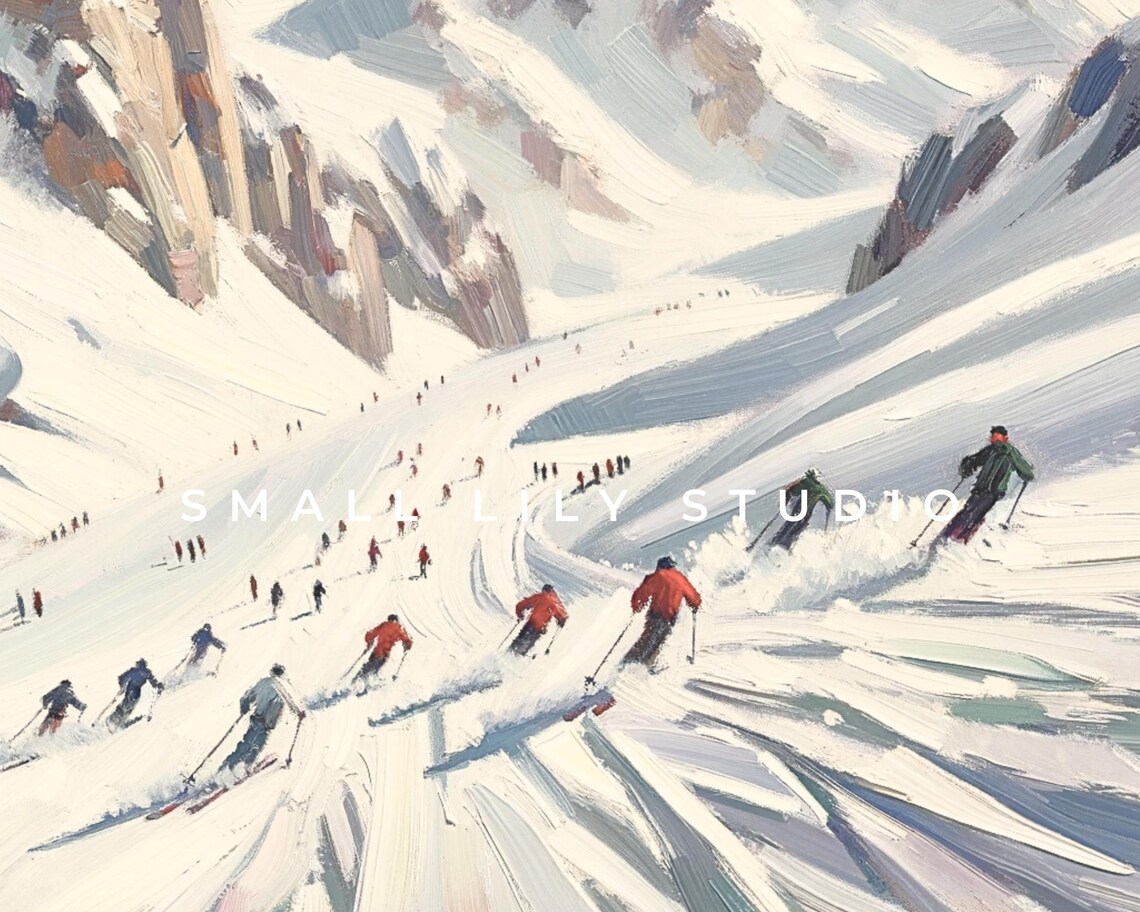 Ski Holiday in Snow, Vintage Style Travel Poster - Image 4