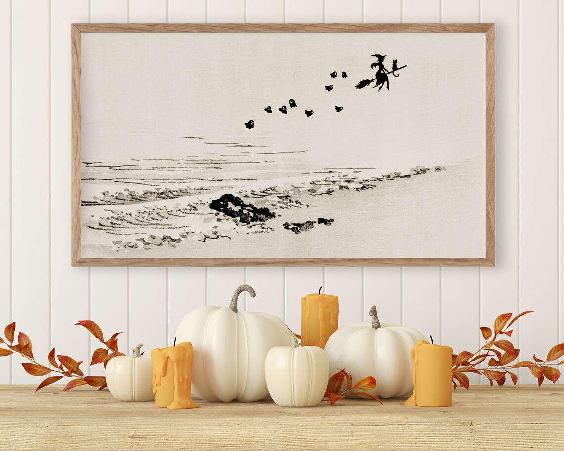 Halloween Minimalist Ghosts at the Beach Art Print - Image 3