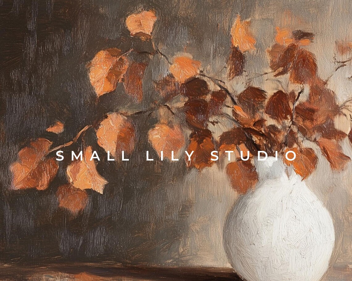 Fall Leaves In Vase, Vintage Farmhouse Art Print - Image 4