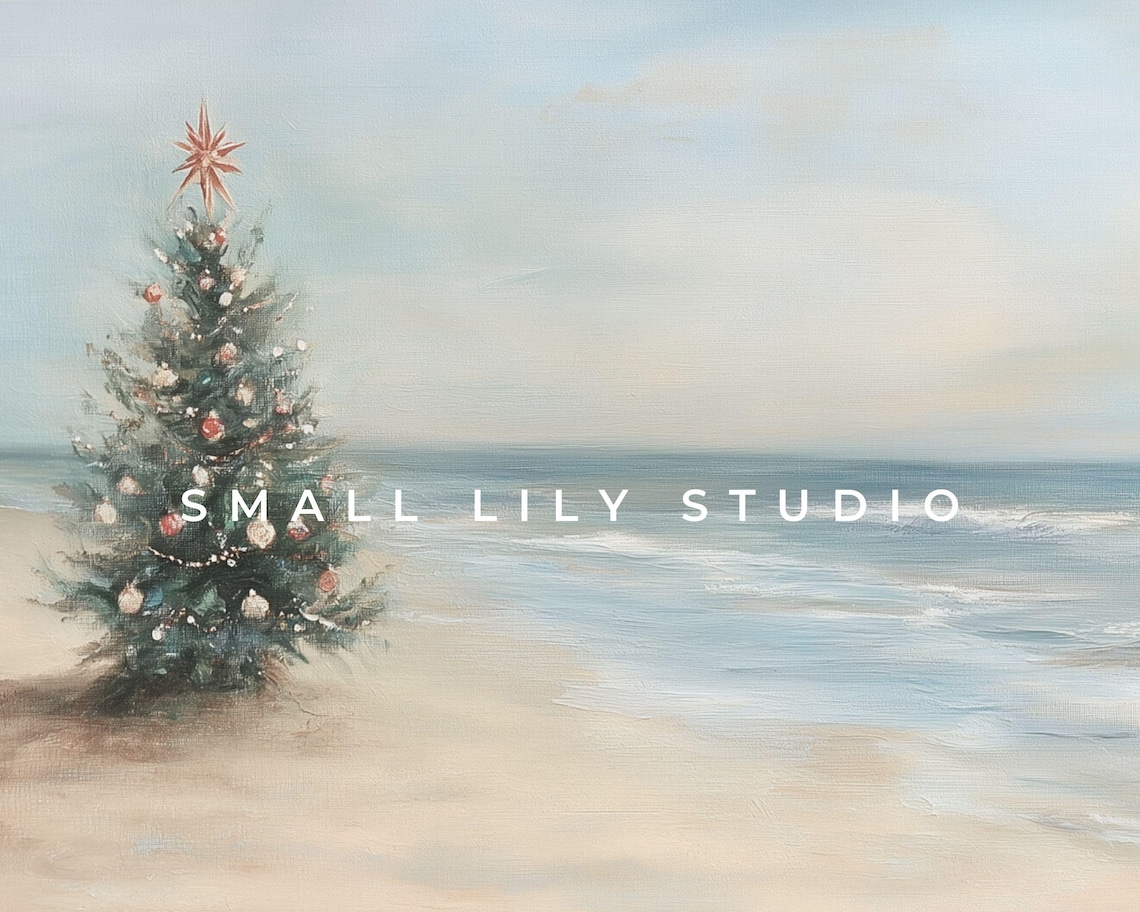 Coastal Christmas Bundle, Beach Holiday Tree Art Print - Image 4