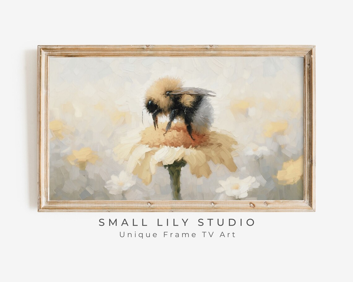 Cute Bee On Flower TV Art, Nursery Wall Art