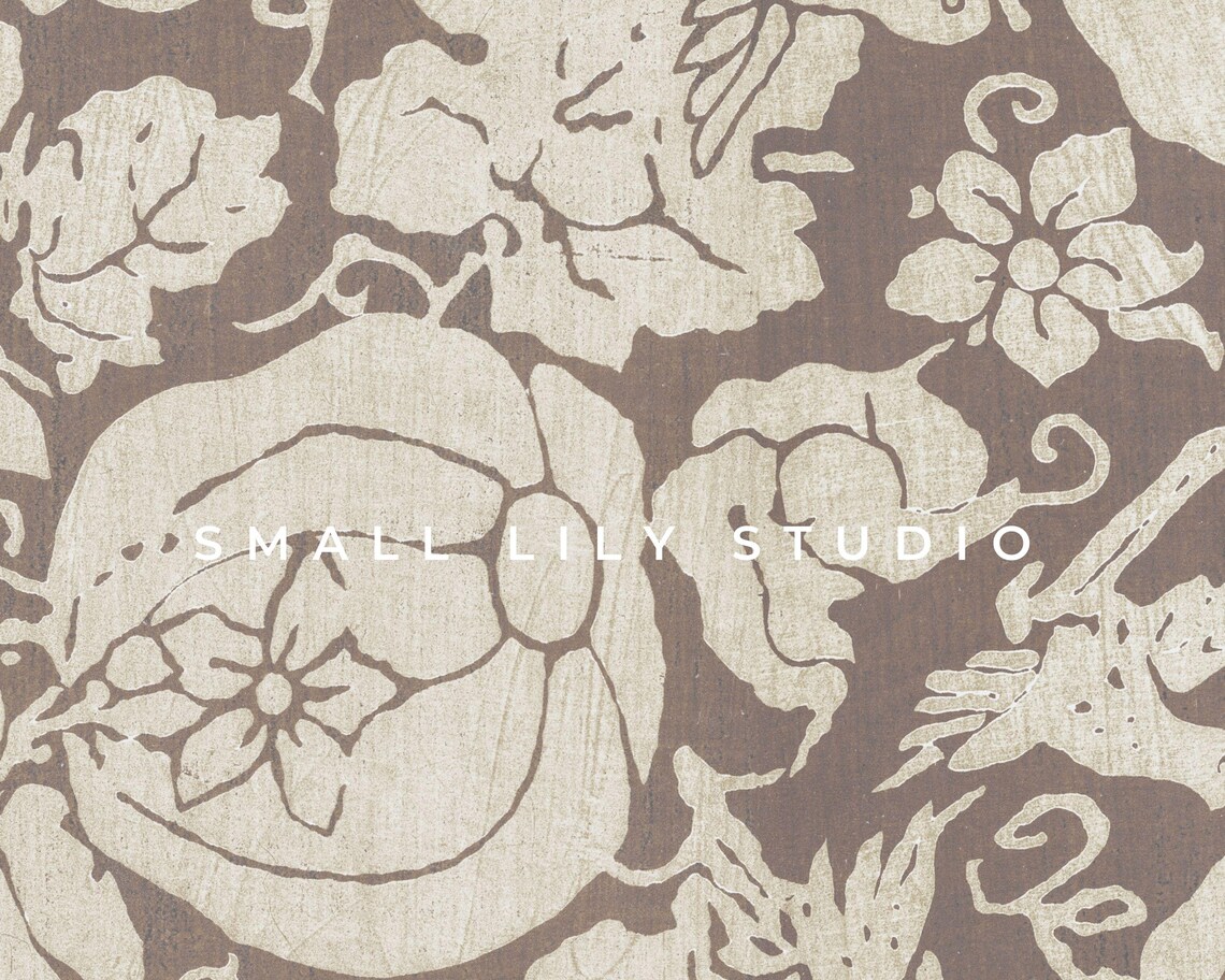 Japanese Woodblock Style Pumpkins And Butterflies Neutral Pattern Poster - Image 4