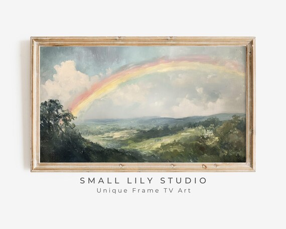 Rainbow In Countryside Rustic Farmhouse Art Print