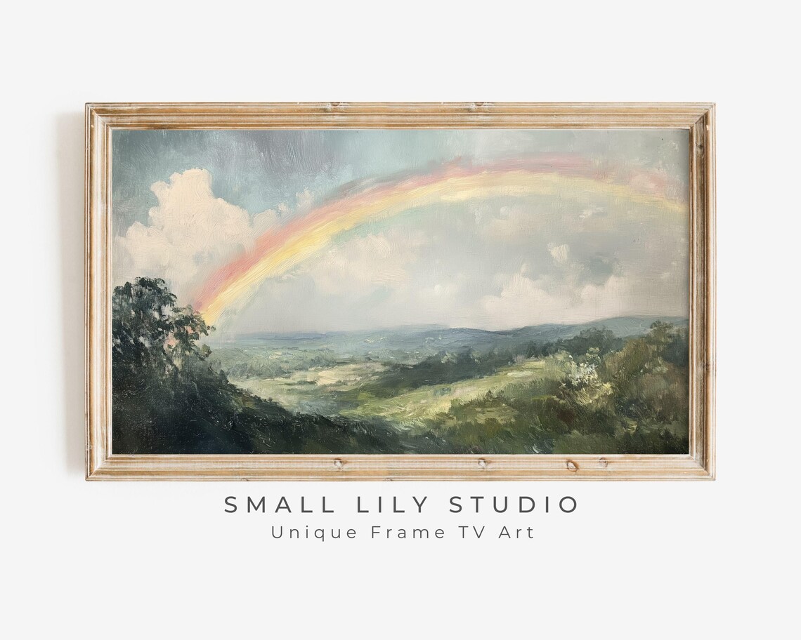 Rainbow In Countryside Rustic Farmhouse Art Print