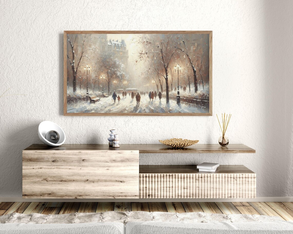 Walking In The Winter Snow, Vintage Winter Landscape Art Print - Image 2