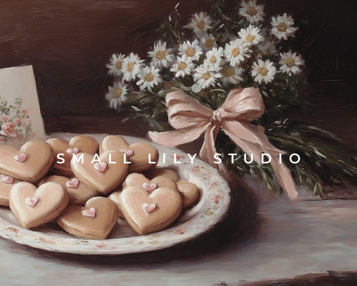 Frame Tv Art Valentines Day Cookies Frame Art Hearts And Flowers Moody Neutral Valentines Vintage Style Painting Farmhouse Tv644 - Image 4