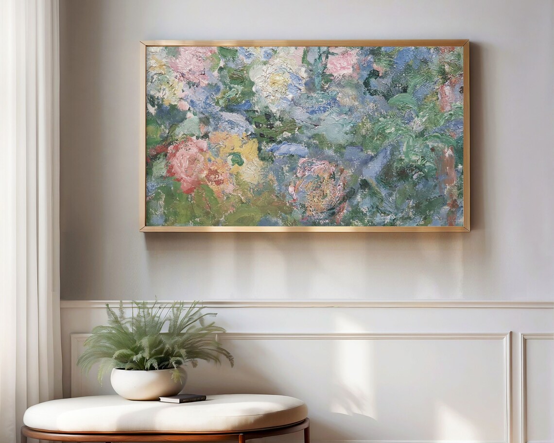 Abstract Colorful Spring Flowers Textured Vibrant Floral Garden Painting Poster - Image 2