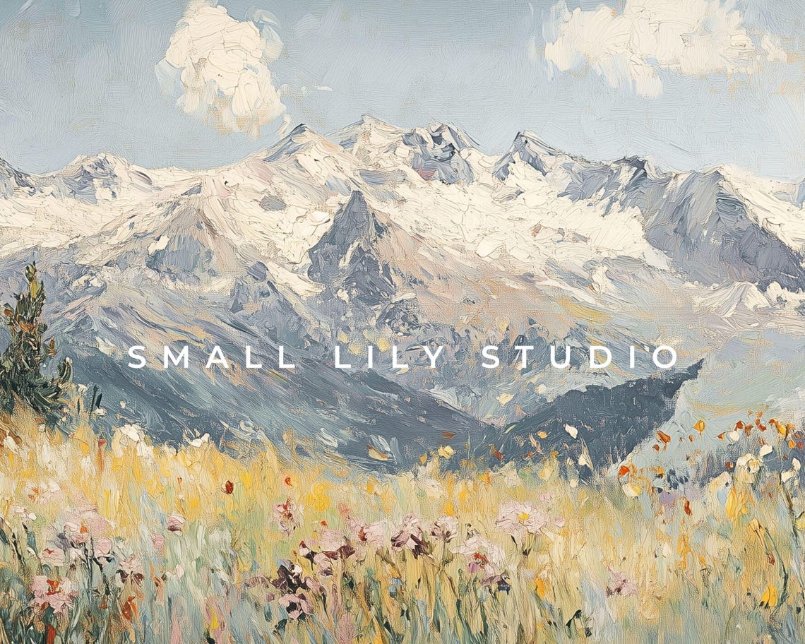 Frame Tv Art Wildflowers In The Alps Winter Frame Tv Art Swiss Snowy Mountains Vintage Style Textured Landscape Painting Tv528 - Image 4