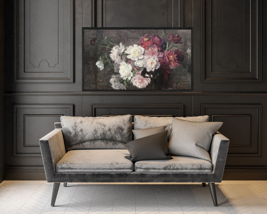 Frame Tv Art Pink White Flowers Vintage Oil Painting Textured Moody Floral Tv Screensaver Antique Botanical Tv Picture Tv70 - Image 2