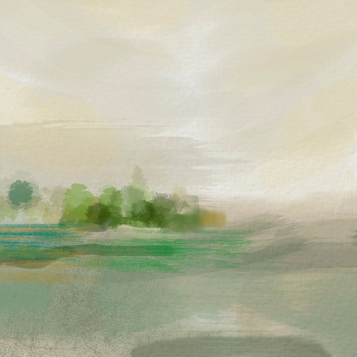 Field Landscape Oil Painting, Minimalist Neutral Art Print - Image 2