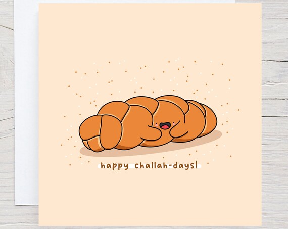 Happy Challah Days Card Hanukkah Card Funny Hanukkah Card Kawaii Card