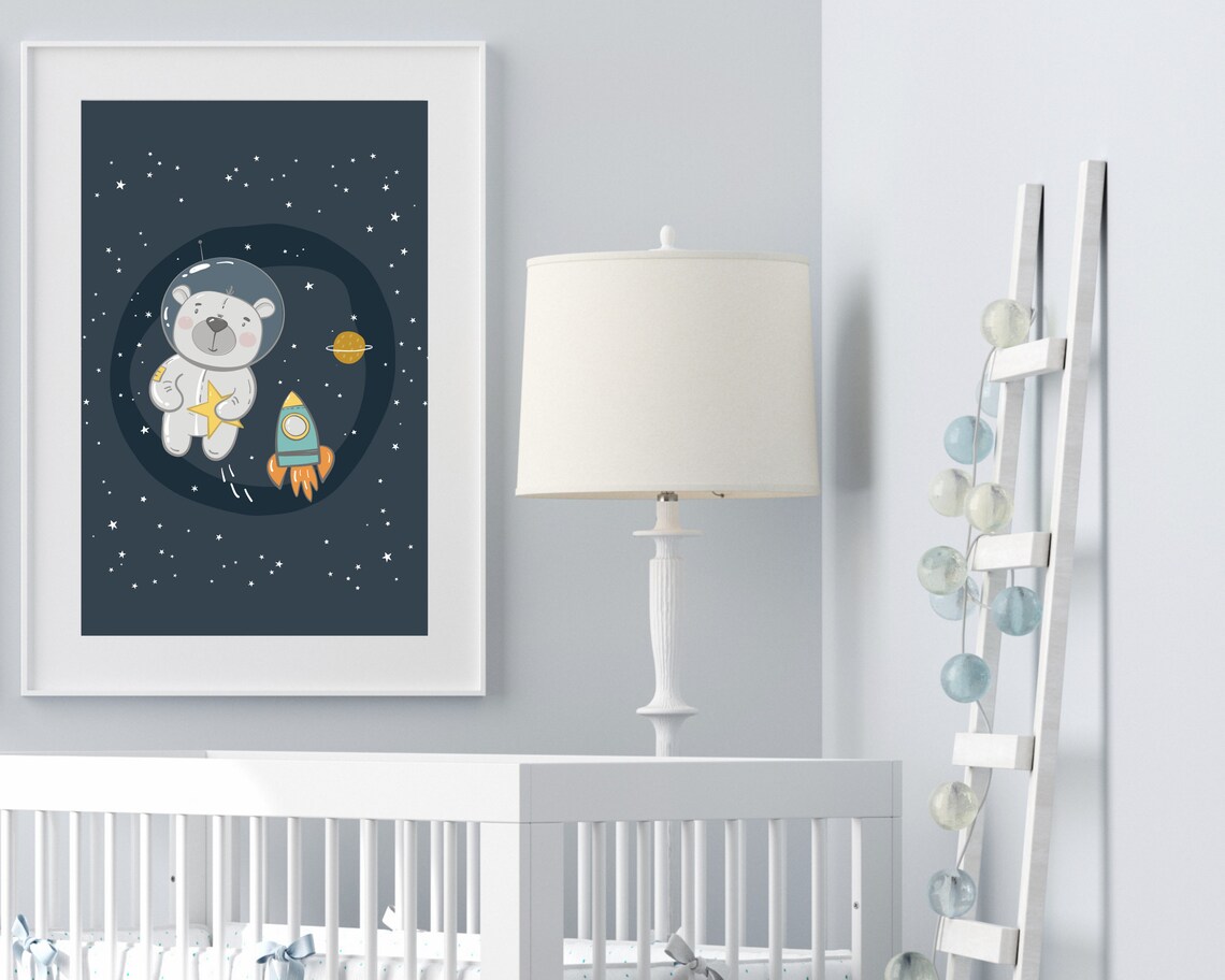 Space Nursery Art Print, Kids Room Wall Decor - Image 4