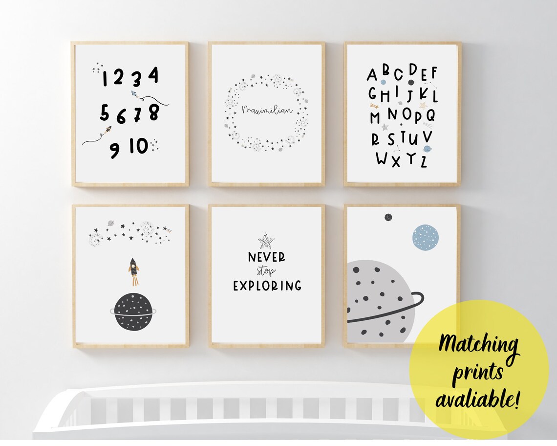 Outer Space Nursery Decor, Kids Room Art Print - Image 3