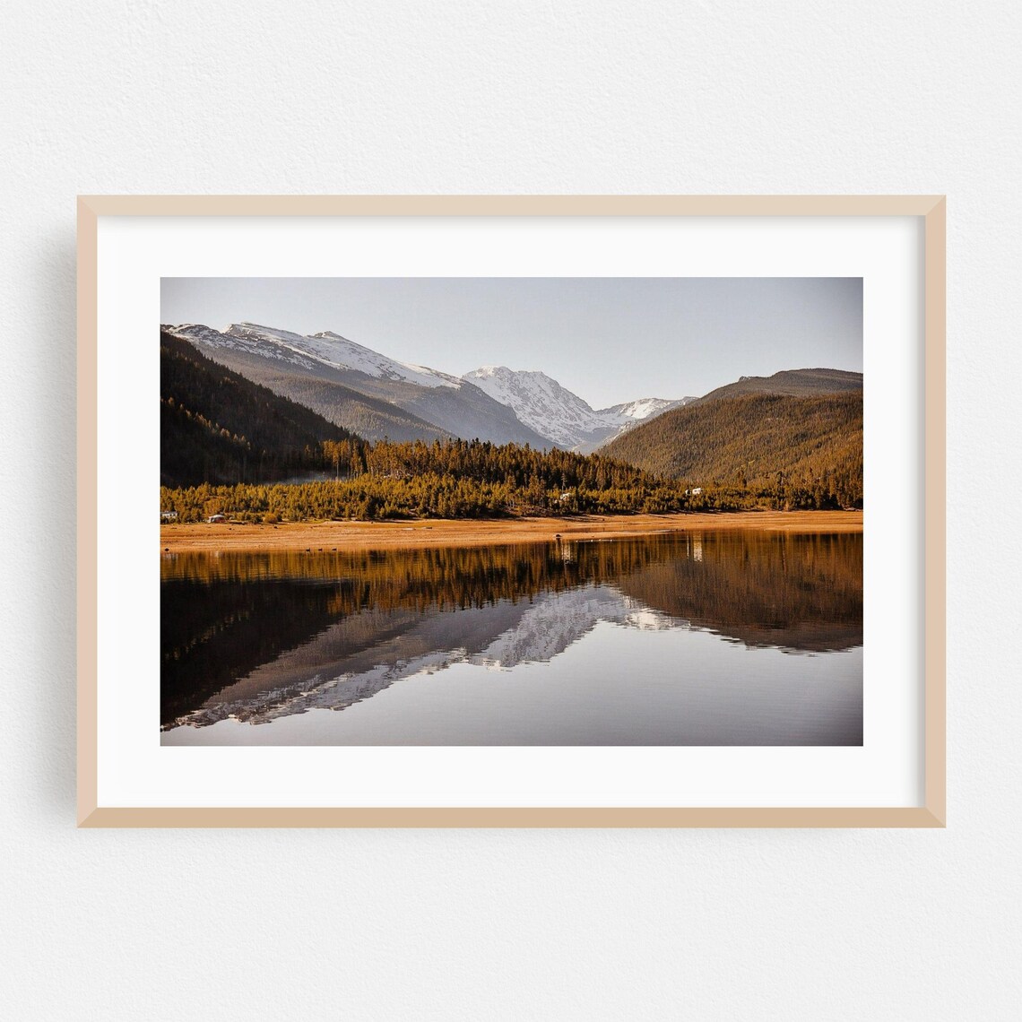 Snow Capped Mountain Lake Mirror Reflection Scenic Nature Photo Poster