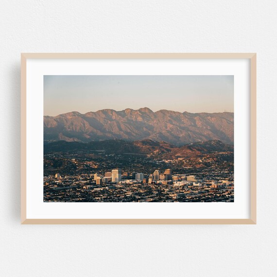 Glendale City Skyline at Dusk with Mountain Backdrop Photo Print