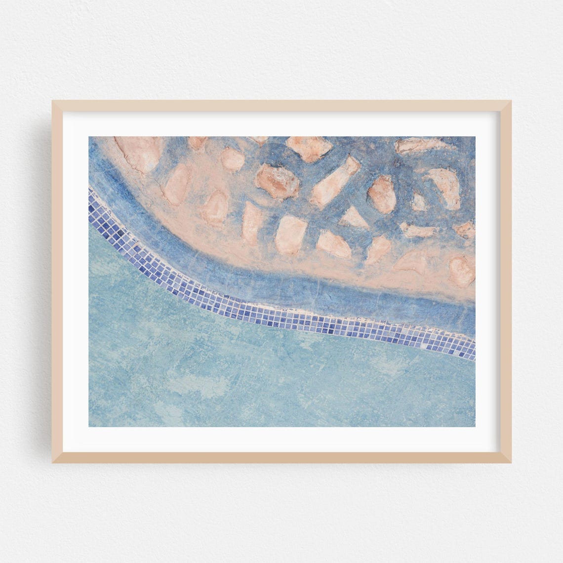 Blush Pink and Dusty Blue Moroccan Abstract Geometric Art Poster