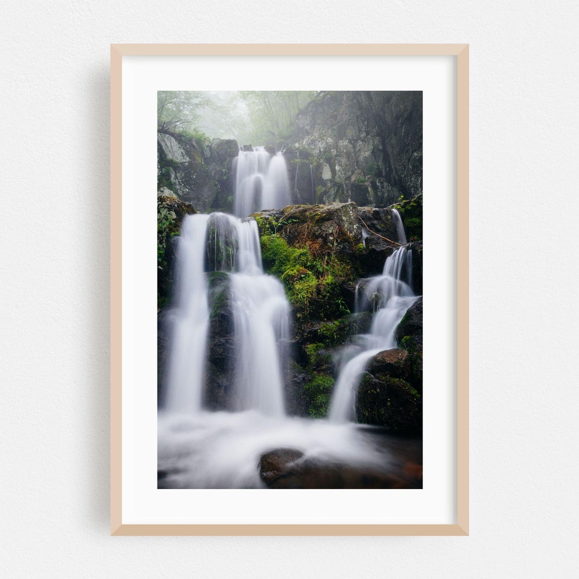 Virginia Misty Forest Waterfall Long Exposure Nature Photo Poster