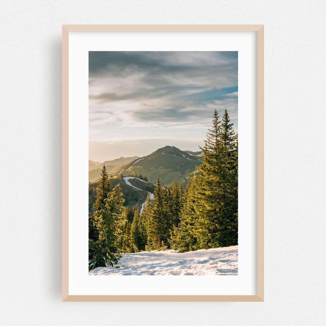 Park City Utah Snowy Evergreen Mountain Forest Landscape Poster