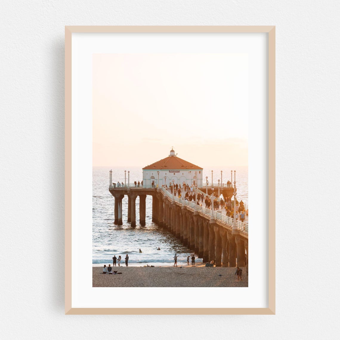 Manhattan Beach Pier at Sunset Los Angeles Fine Art Beach Poster