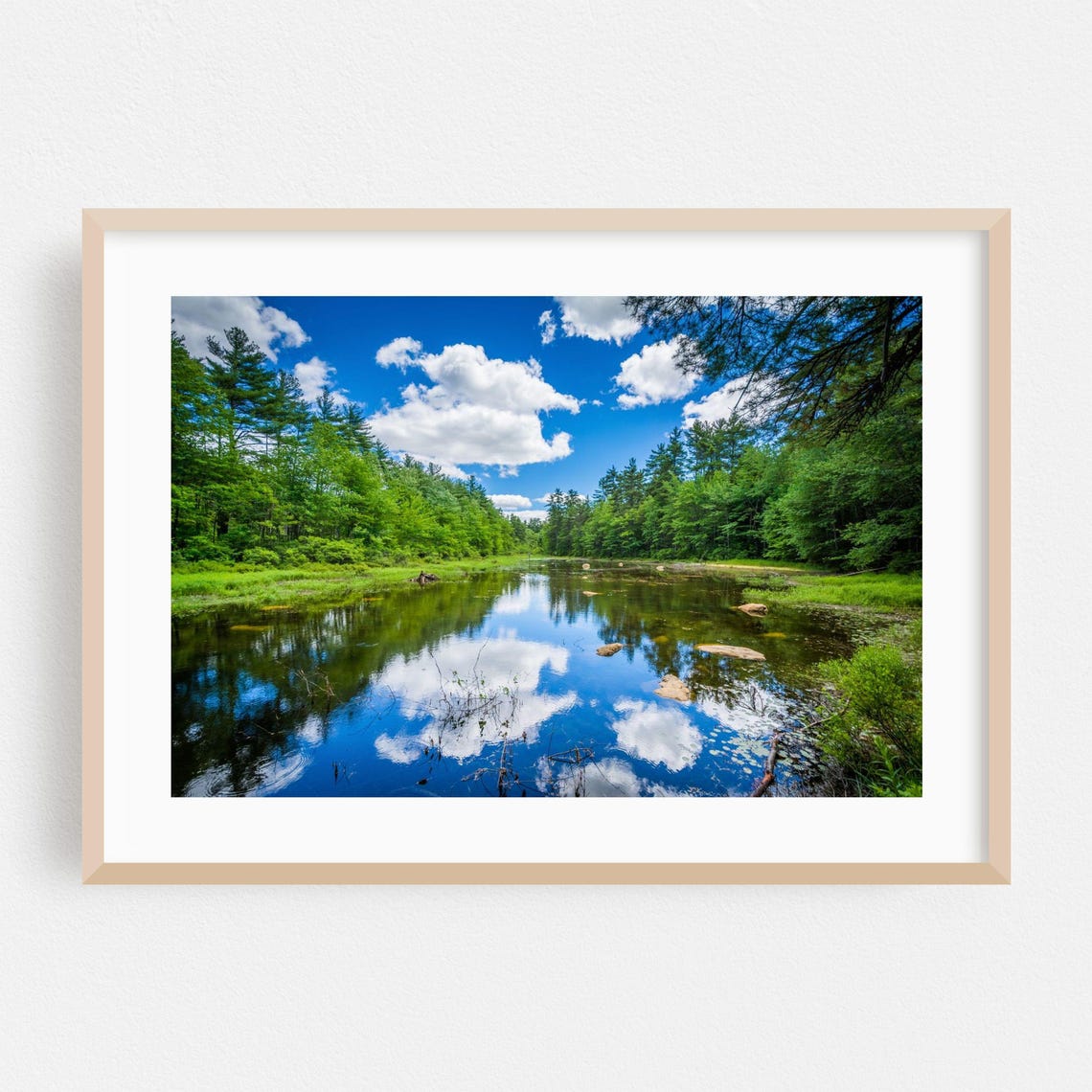 New Hampshire Forest Pond Mirror Reflection Summer Nature Poster