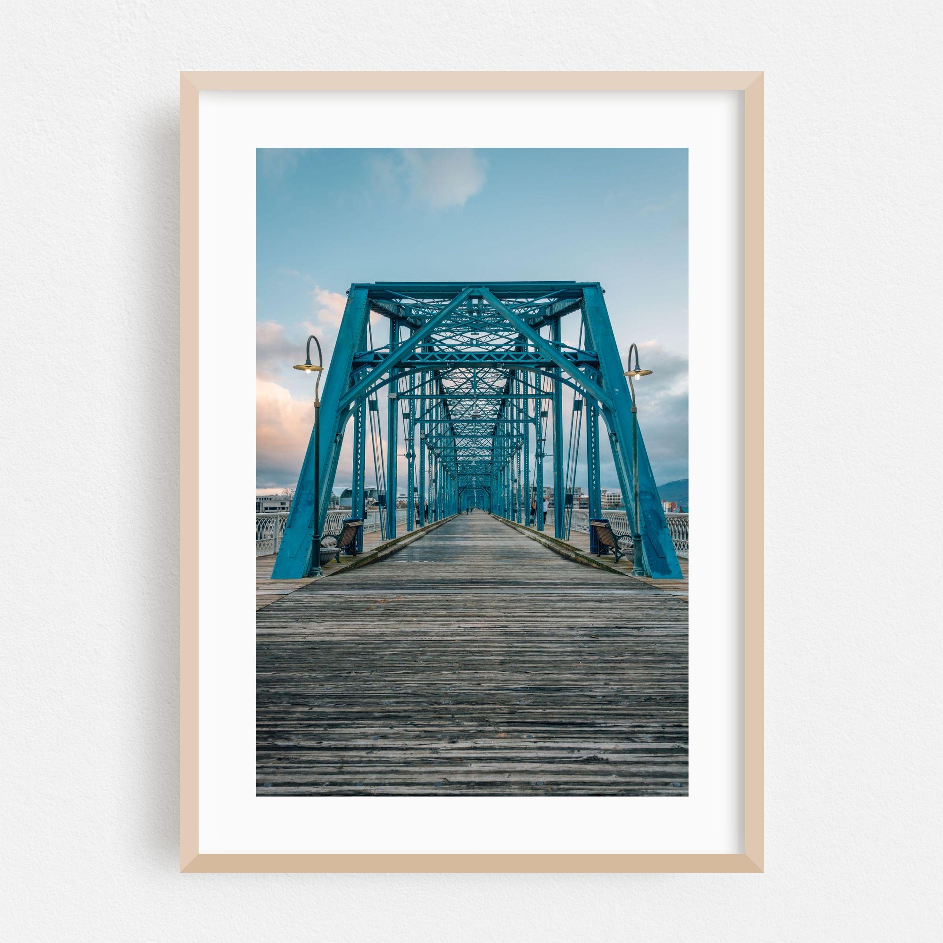 Chattanooga Tennessee Blue Steel Bridge Landmark Photography Poster