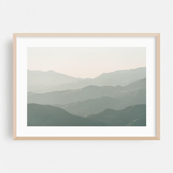 Santa Barbara Hazy Mountain Layers Muted Pastel Landscape Poster