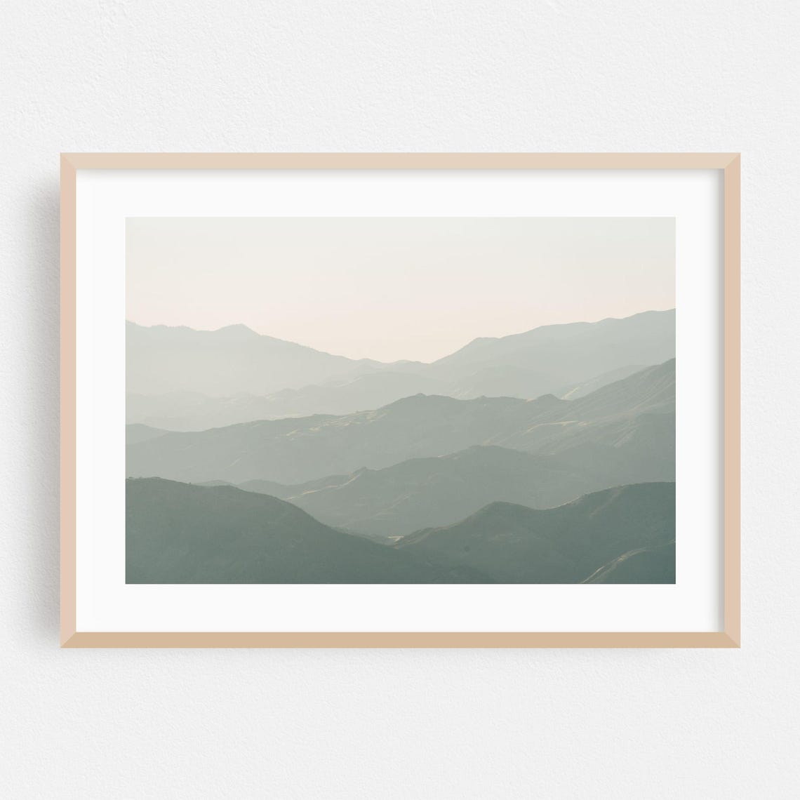 Santa Barbara Hazy Mountain Layers Muted Pastel Landscape Poster