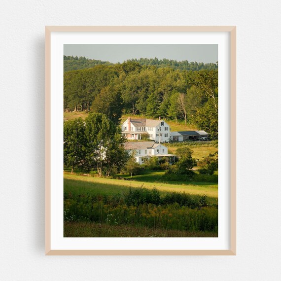 Ashfield Massachusetts White Farmhouse Pastoral Hills Poster