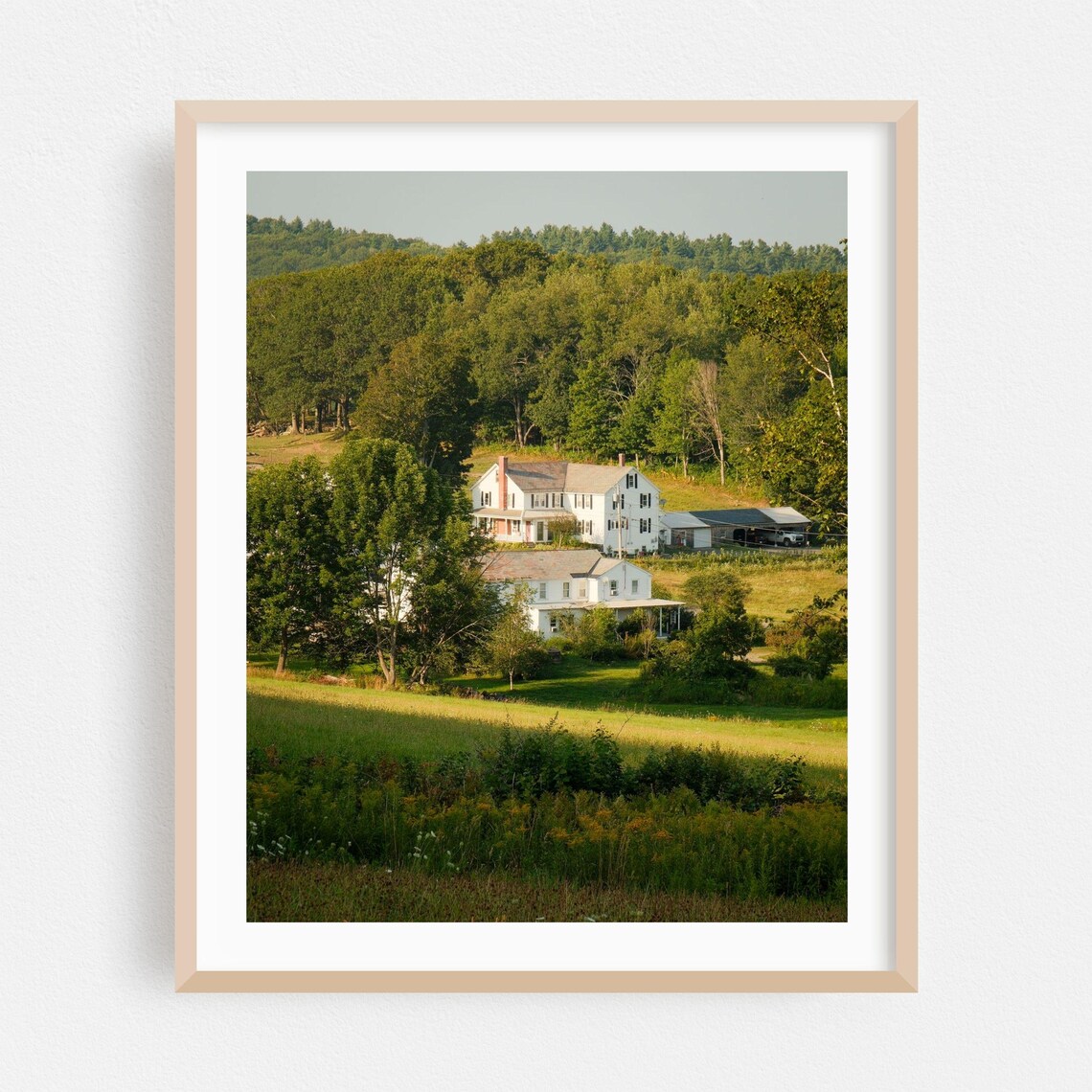 Ashfield Massachusetts White Farmhouse Pastoral Hills Poster