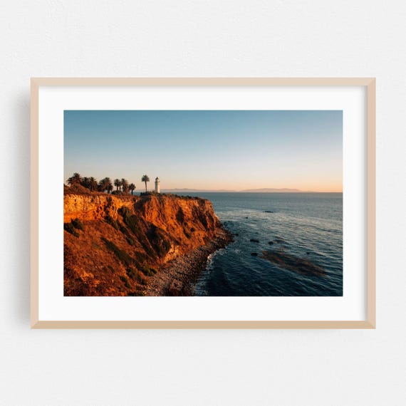 Rancho Palos Verdes Print Wall Art Coast Framed Lighthouse Home Decor Ocean Poster Sunset Fine Palm Tree Landscape