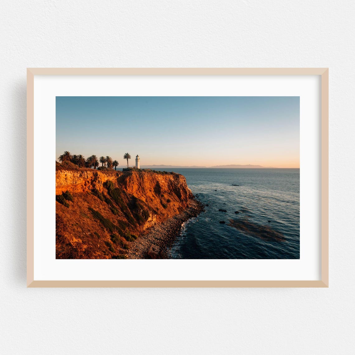 Rancho Palos Verdes Lighthouse Standing on Cliffs at Sunset Poster