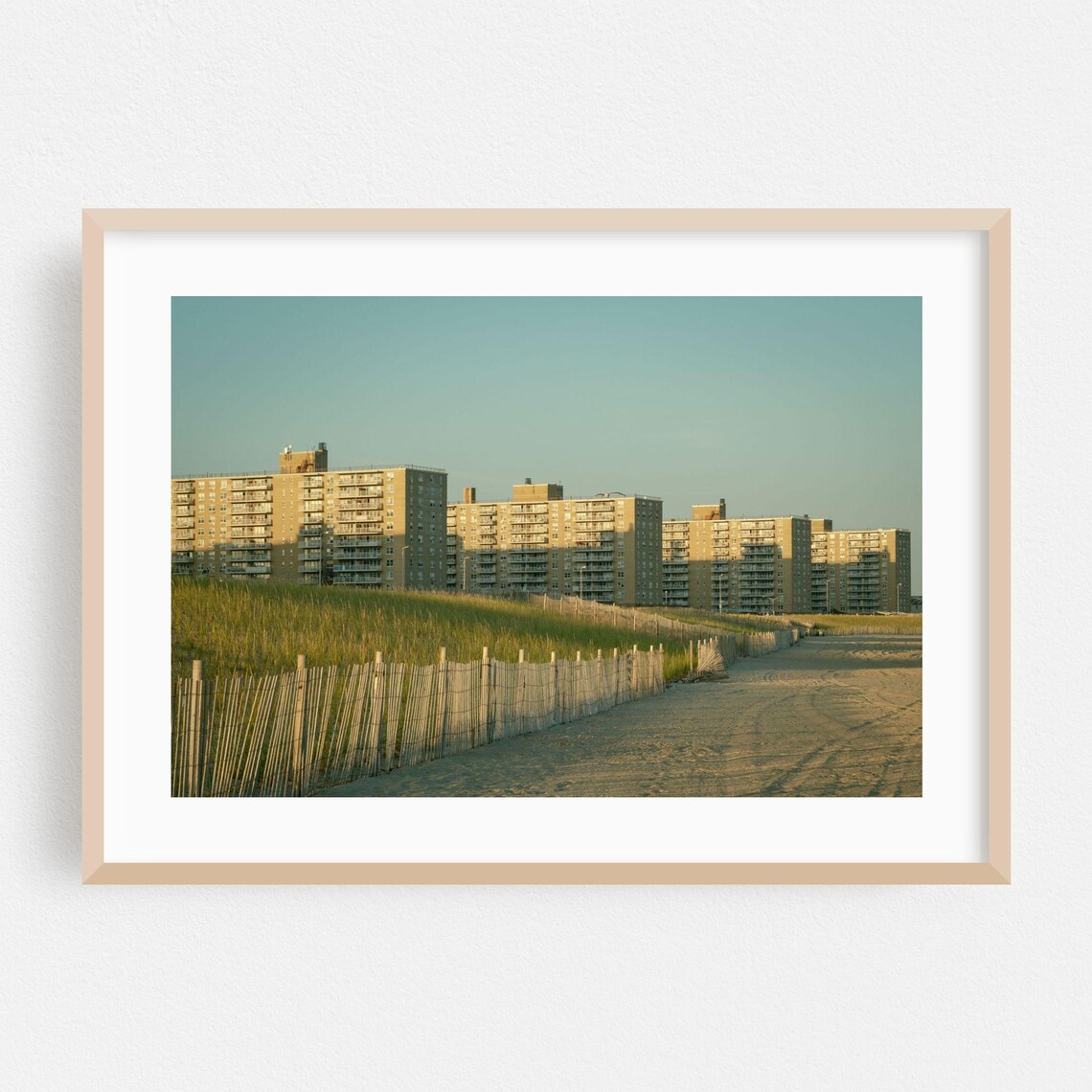 Queens New York Beach Cityscape Travel Poster