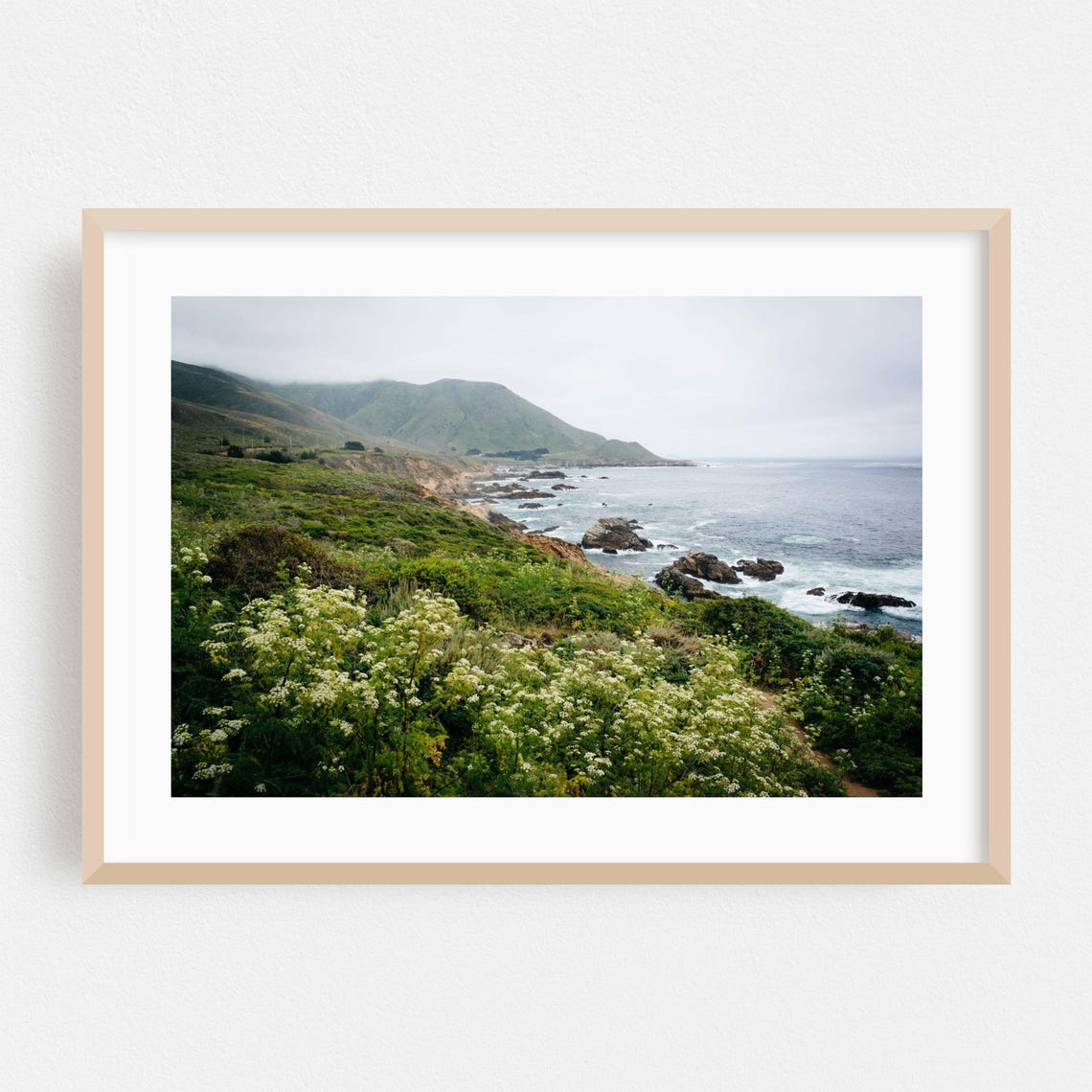 Big Sur California Coast Wildflowers Seascape Photograph Wall Art