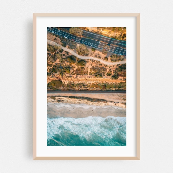 Del Mar California Beach Aerial Surf Highway Ocean Photo Poster