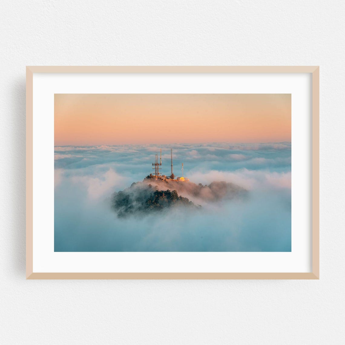 Mountain Peak Above Clouds At Sunset Photo Poster Pastel Sky Landscape