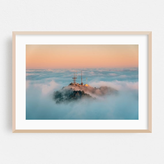 Mountain Peak Above Clouds At Sunset Photo Poster Pastel Sky Landscape