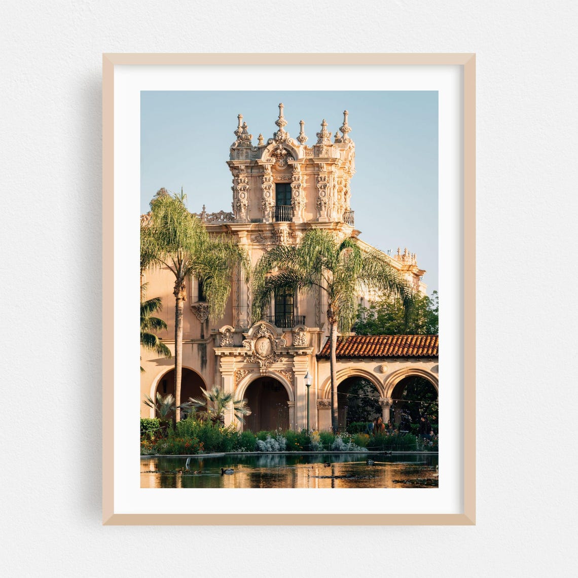 San Diego Balboa Park Tower Over Lily Pond Garden View Poster