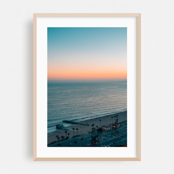 Dreamy Los Angeles Beach Aerial Pastel Sunset Ocean Palms Poster