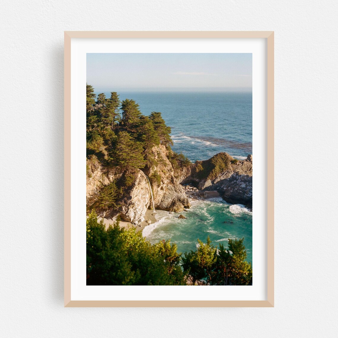 Big Sur Coastal Waterfall Cove Ocean Cliff Photography Poster