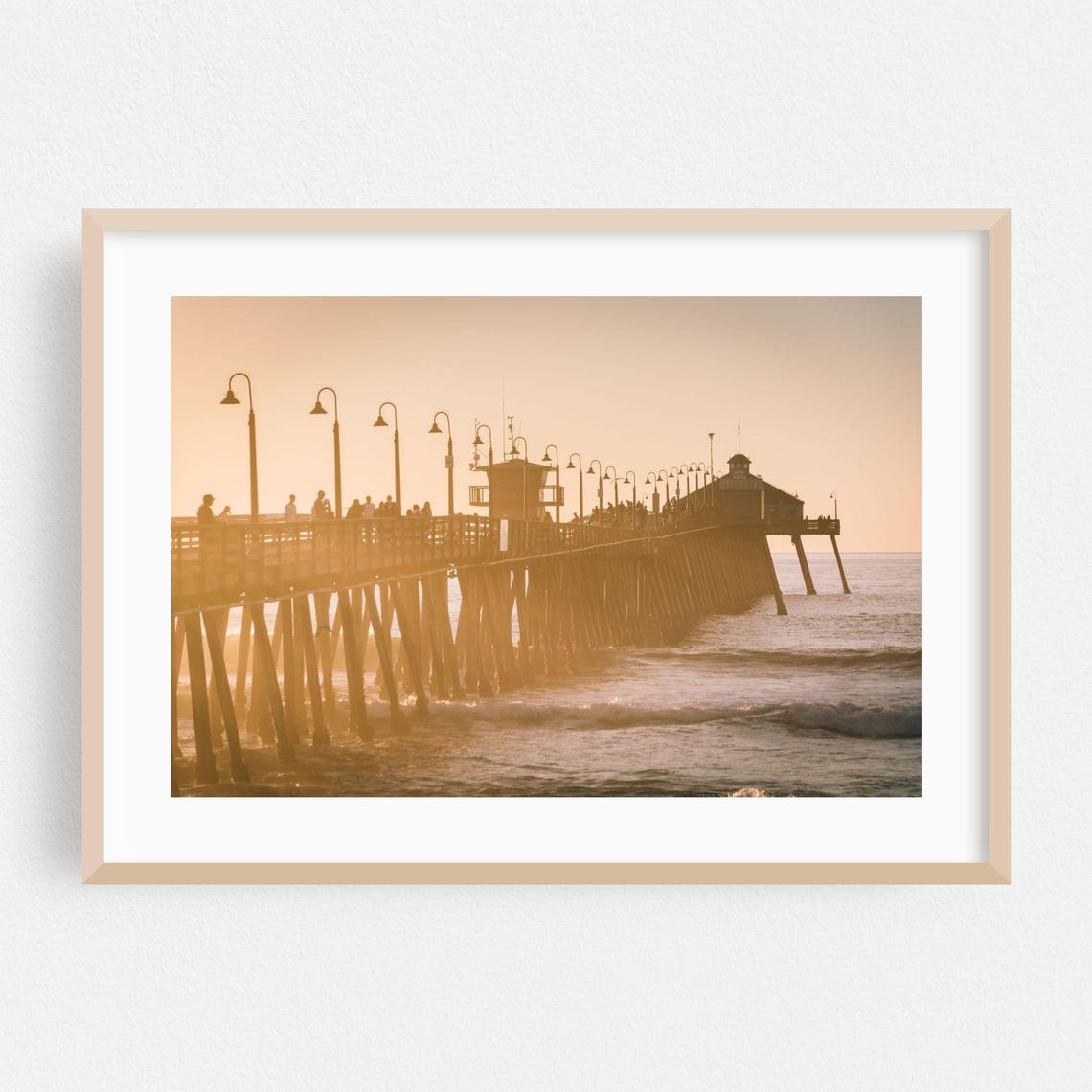 Imperial Beach Pier Sunset Photography Poster Golden Hour Waves