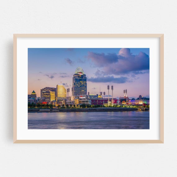 Cincinnati Print Ohio Wall Art City Framed Skyline Home Decor Architecture Poster Modern Fine Night Sky Travel